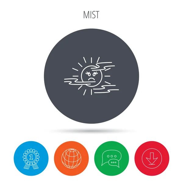 Nebelsymbol. Nebel mit Sonnenzeichen. — Stockvektor