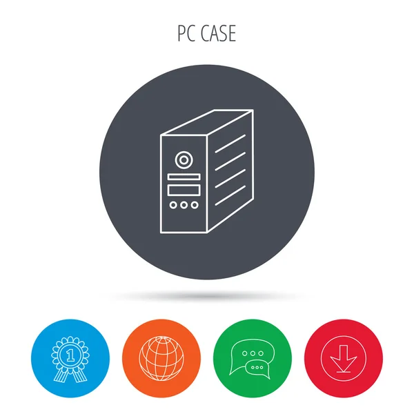 Icône du serveur informatique. Étui PC ou enseigne tour . — Image vectorielle