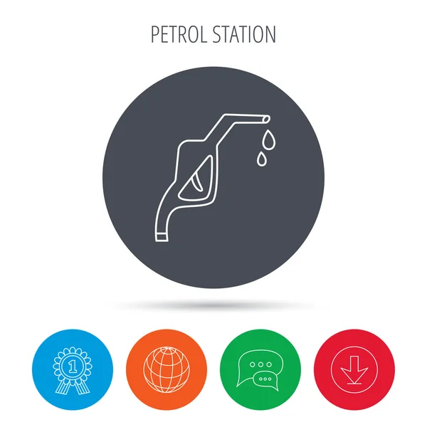 Bensin pump munstycke ikon. Bensinstation tecken. — Stock vektor