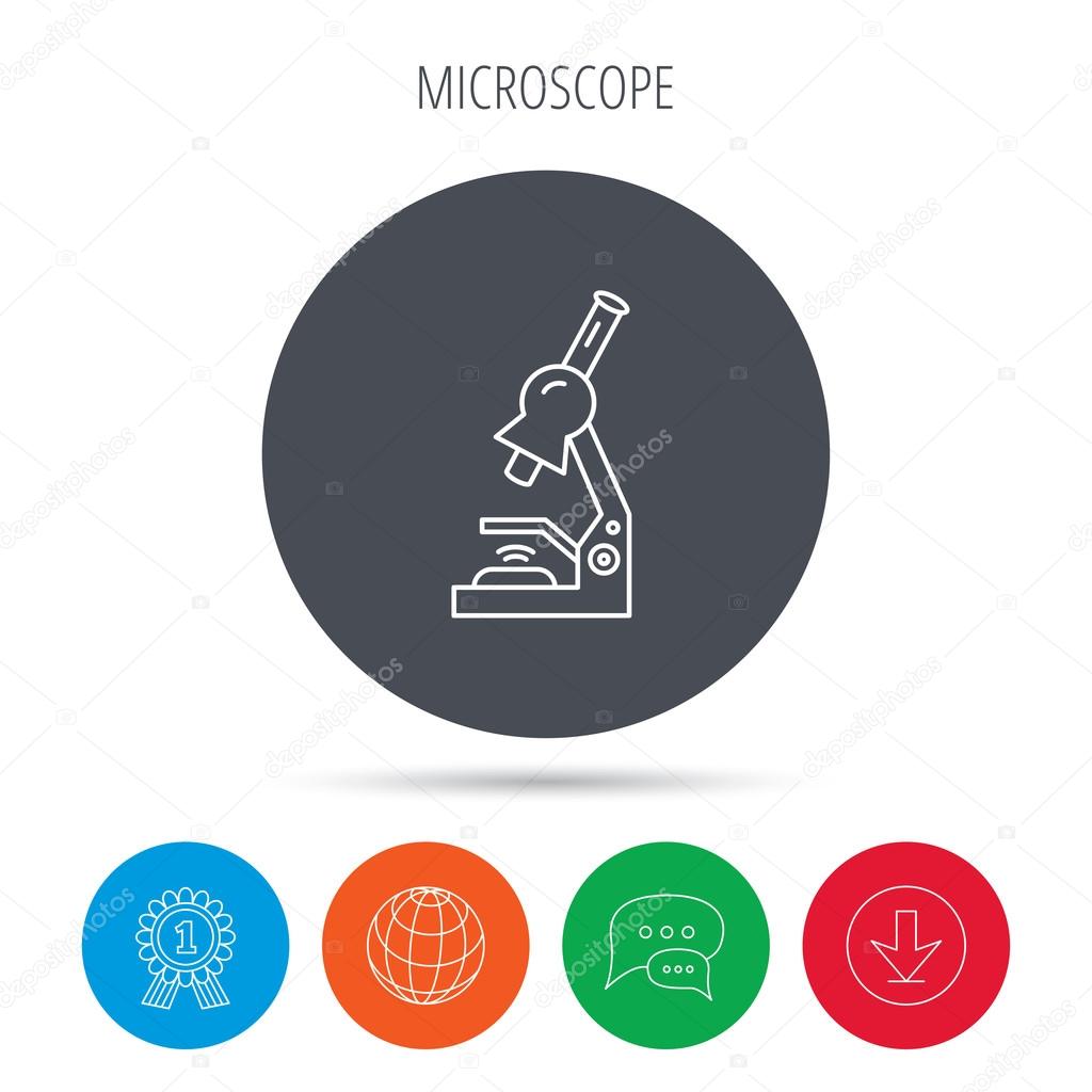 Microscope icon. Medical laboratory equipment.