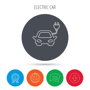 Elektrikli otomobil simgesi. Hibrid oto taşıma işareti.