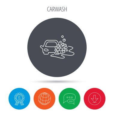 Oto yıkama simgesi. Kabarcıkları ile Temizleme İstasyonu.