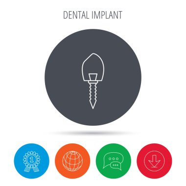 Dental implant simgesi. Ağız protez işareti.
