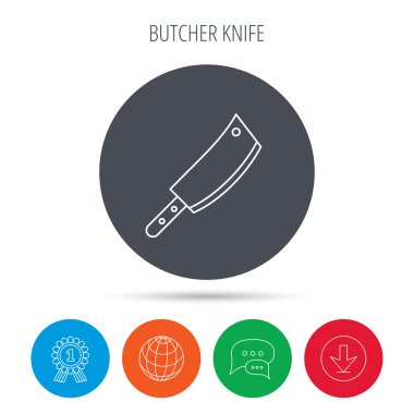 Kasap bıçağı simgesi. Mutfak Şef aracı işareti.