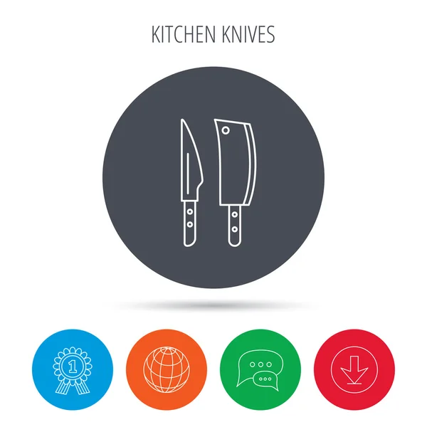 Butcher and kitchen knives icon. — Stock Vector