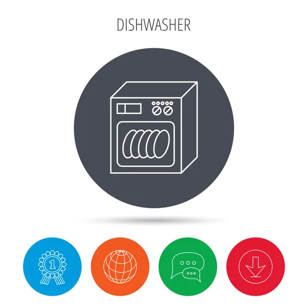 Ícone da máquina de lavar louça. Sinal do aparelho de cozinha . — Vetor de Stock