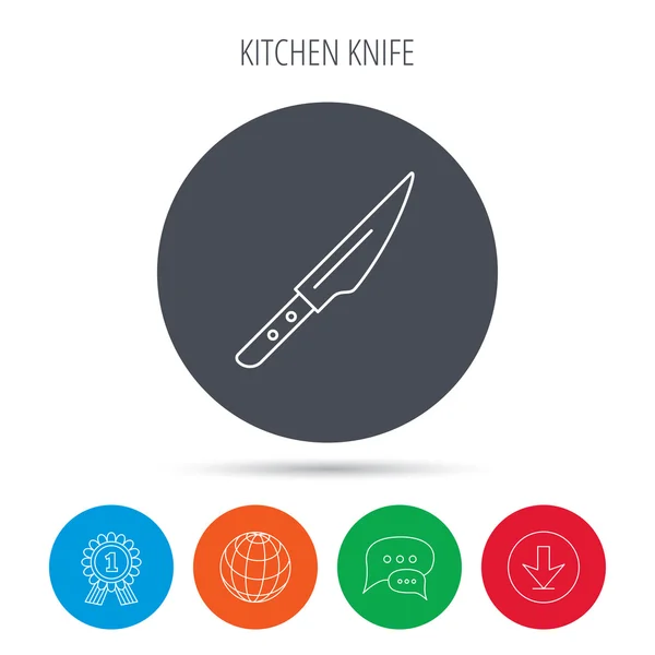 Icono cuchillo de cocina. Señal de herramienta Chef . — Vector de stock