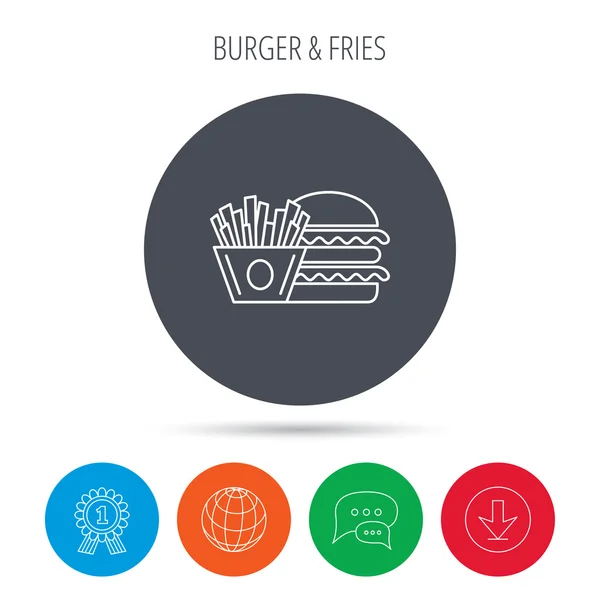 Burger and fries icon. — Stock Vector