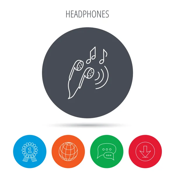 Headphones icon. Musical notes signs. — Stock Vector