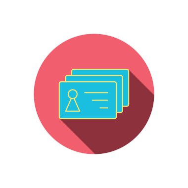 İlgili kişi kartları simgesi. Kimlik rozetleri işareti.