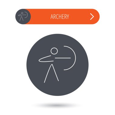 Okçuluk spor idolü. Archer longbow işareti ile.