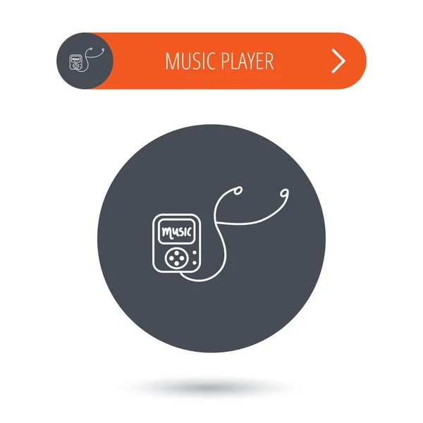 Εικονίδιο player μουσικής. Φορητή συσκευή σημάδι τραγούδια. — Διανυσματικό Αρχείο