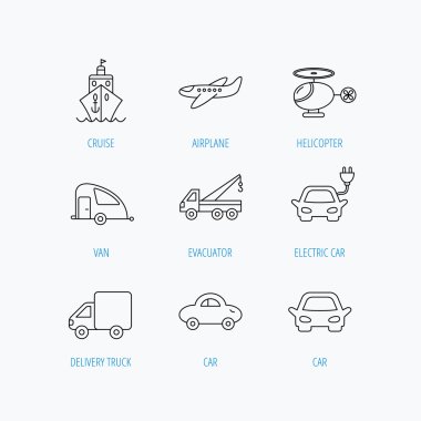 Ulaşım simgeler. Araba, gemi ve kamyon işaretleri.
