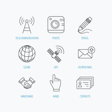 El sıkışma, kişiler ve gps uydu simgeleri.