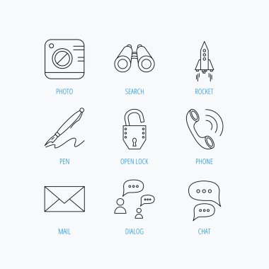 Fotoğraf, başlangıç roket ve arama simgeleri.