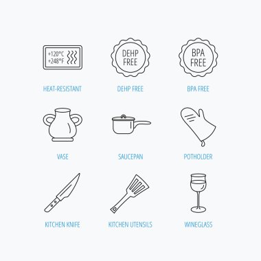 Tencere, potholder ve bardağı simgeleri.