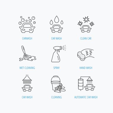 Oto yıkama simgeler. Temizleme İstasyonu lineer işaretler.