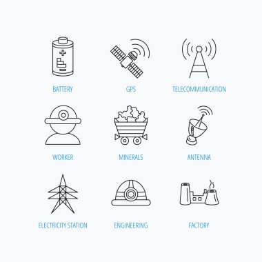 İşçi, mineraller ve mühendislik dümen simgeleri.