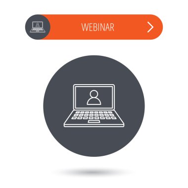 Webinar simgesi. Sohbet video işareti.
