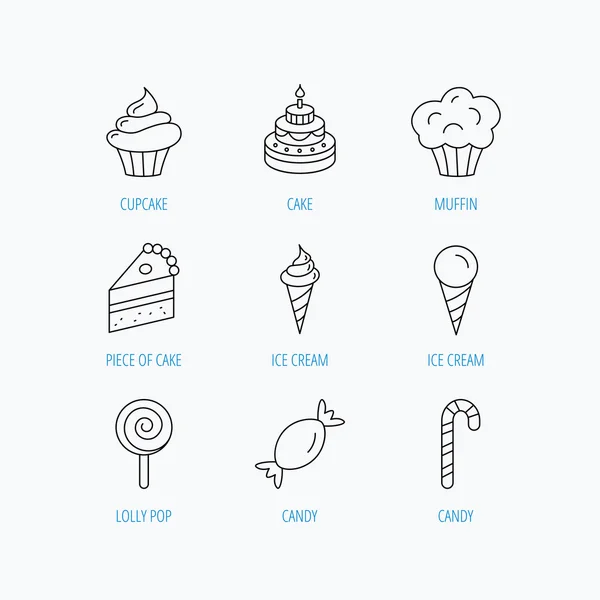 Pasta, şeker ve kek simgeler. Cupcake işareti.