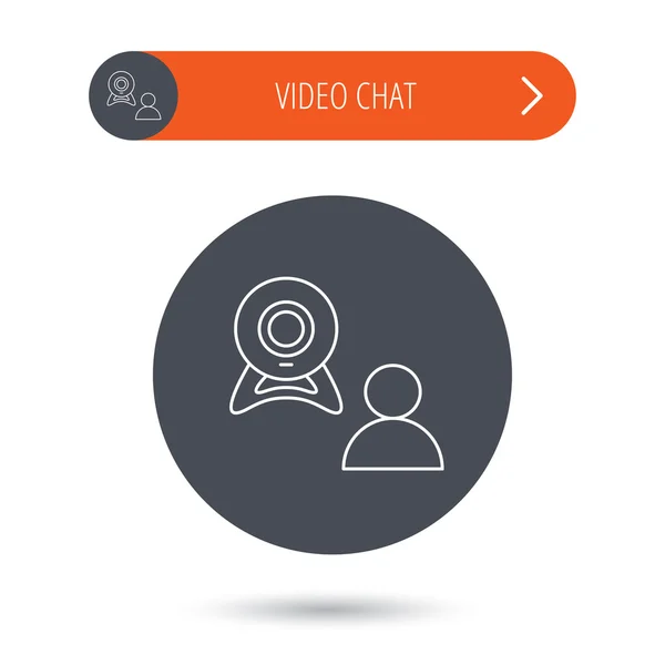 Video chat pictogram. Webcam chatten teken. — Stockvector