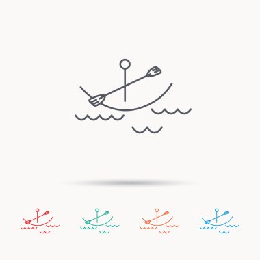 Dalgalar simgesine Kayak. Tekne veya işareti rafting.