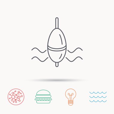 Balık tutma float simgesi. Bobber dalgalar işareti.