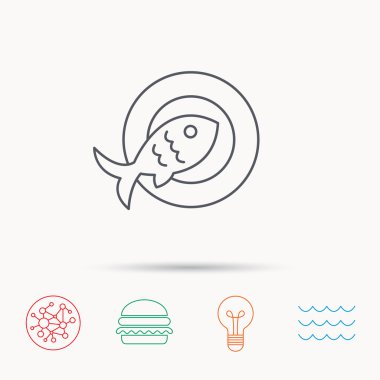 Fish dish icon. Natural seafood symbol.