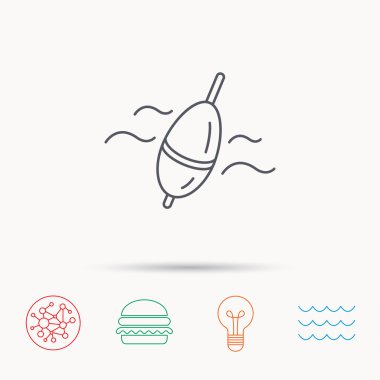 Balık tutma float simgesi. Bobber dalgalar işareti.