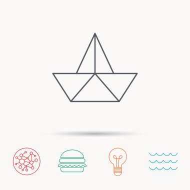 Kağıt tekne simgesi. Origami gemi işareti.