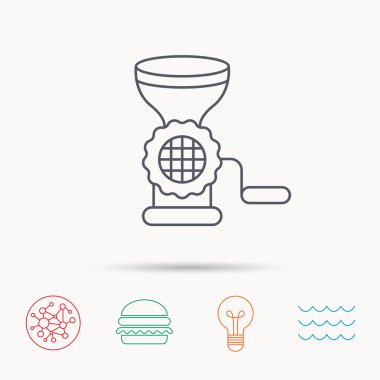 Et kıyma makinesi simgesi. Manuel doğrayıcılardan işareti.