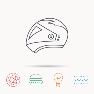 Motosiklet kask simgesi. Bisikleti spor işareti.