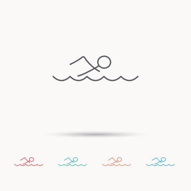 Yüzme simgesi. Yüzücü dalgalar işareti.