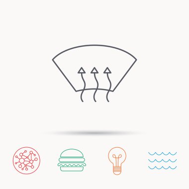 Isıtmalı pencere simgesi. Ön cam ok işareti.