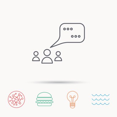 Toplantı simgesi. Sohbet konuşma kabarcıklar işareti.