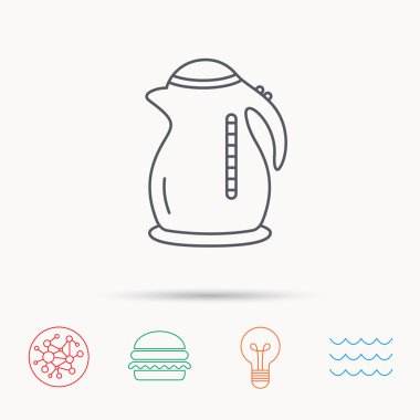 Su ısıtıcı simgesi. Mutfak çaydanlık işareti.