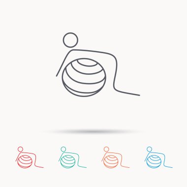Jimnastik topu simgesi. Pilates fitness işareti.