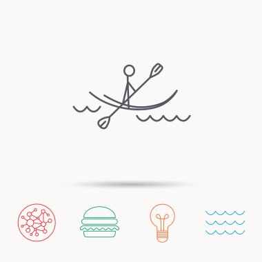 Dalgalar simgesine Kayak. Rafting veya Kano.