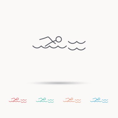 Yüzme simgesi. Yüzücü dalgalar işareti.