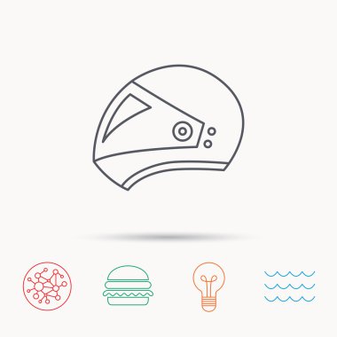 Motosiklet kask simgesi. Bisikleti spor işareti.