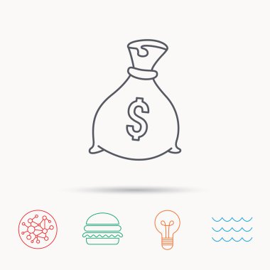 Dolar simgesiyle çuval. Para çantası işareti.