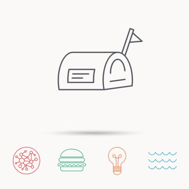 Bayrak simgesi ile posta kutusu. E-posta kutusu işareti sonrası.