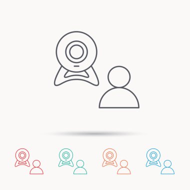 Görüntülü sohbet simgesi. Webcam sohbet işareti.