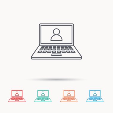 Webinar simgesi. Sohbet video işareti.