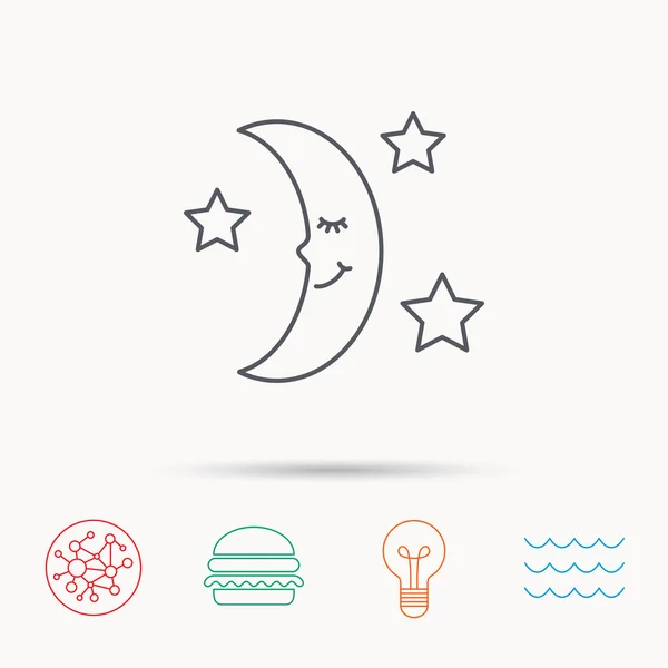 Icono de la noche o del sueño. Signo de luna y estrellas . — Vector de stock