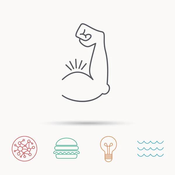 Pazı kas simgesi. Vücut geliştirmeci güçlü kol işareti.