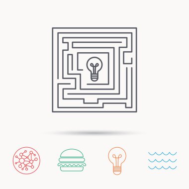 Labirent simgesi. Sorun meydan işareti.