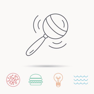 Bebek çıngırağı simgesi. Yürümeye başlayan çocuk oyuncak işareti.