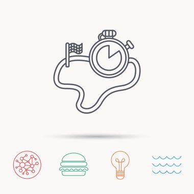 Yarış yol simgesi. Bayrak Zamanlayıcı işareti ile bitirme.