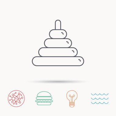 Piramit bebek oyuncak simgesi. Çocuk kulesi oyun işareti.